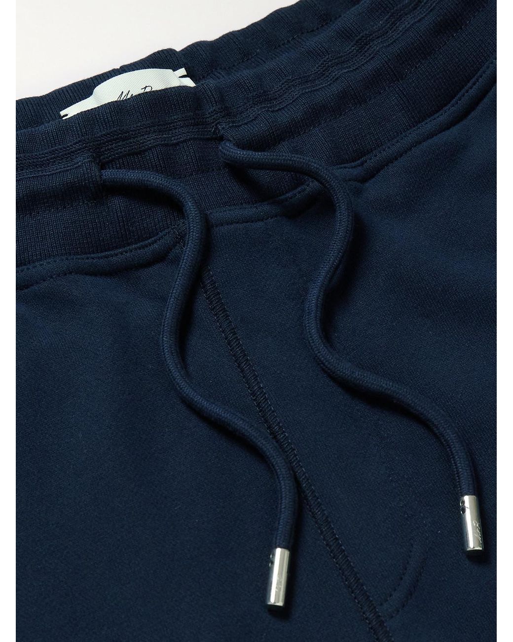 Mr P. Blue Straight-Leg Cotton-Jersey Drawstring Shorts for men