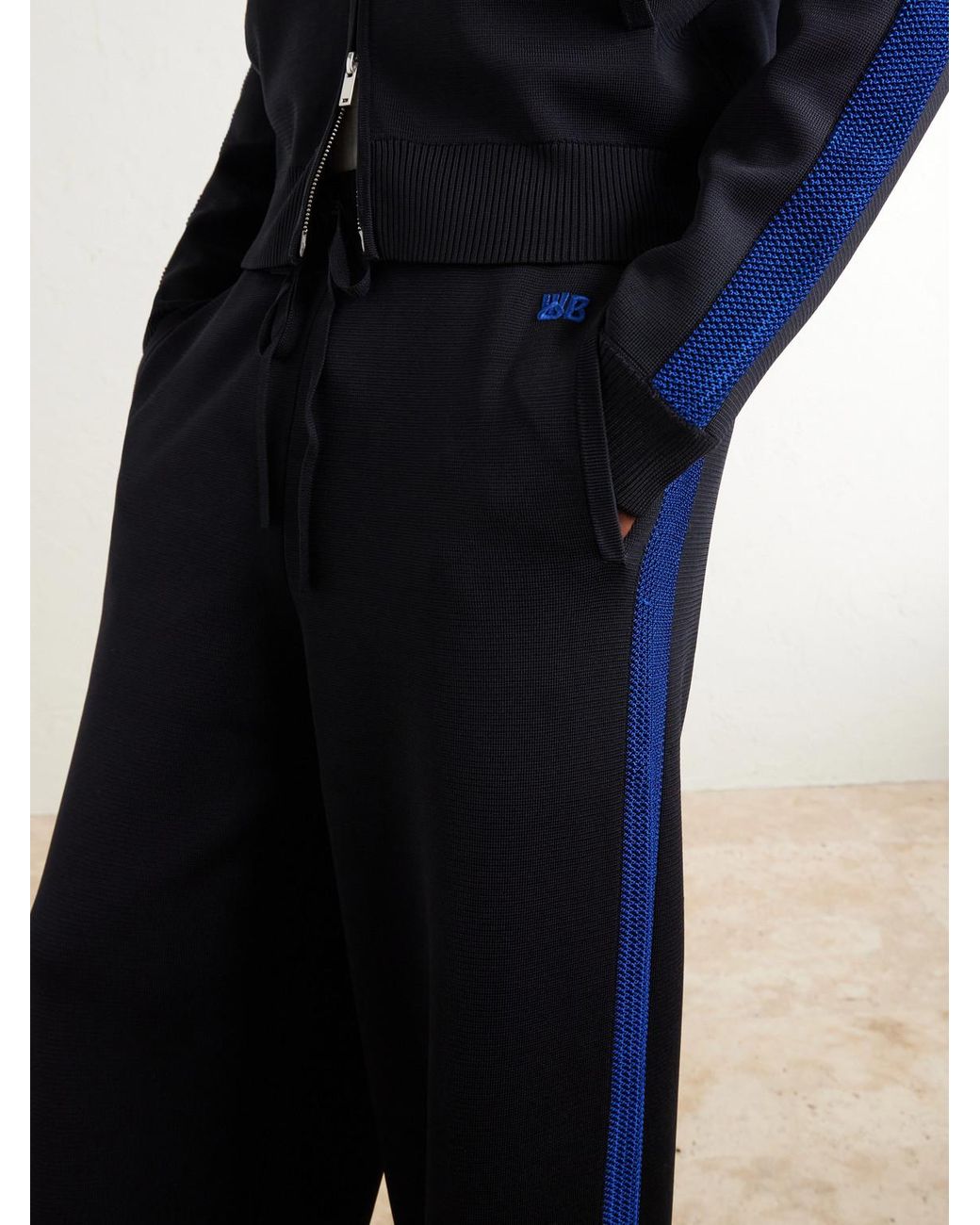 Wales Bonner Blue Straight-Leg Logo-Embroidered Knitted Drawstring Sweatpants for men