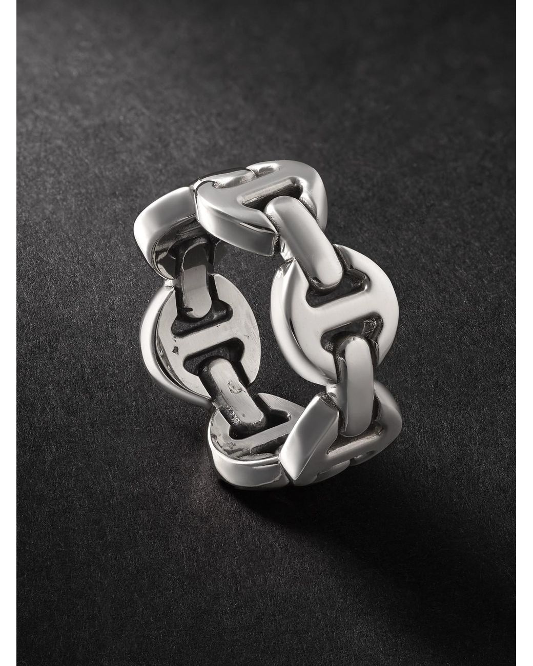 Hoorsenbuhs Black Tri-Link Sterling Ring for men