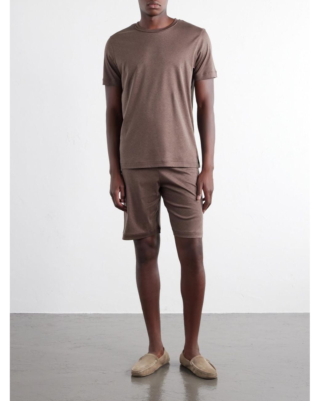 Zimmerli of Switzerland Brown Sea Island Cotton-Jersey Pyjama Set for men