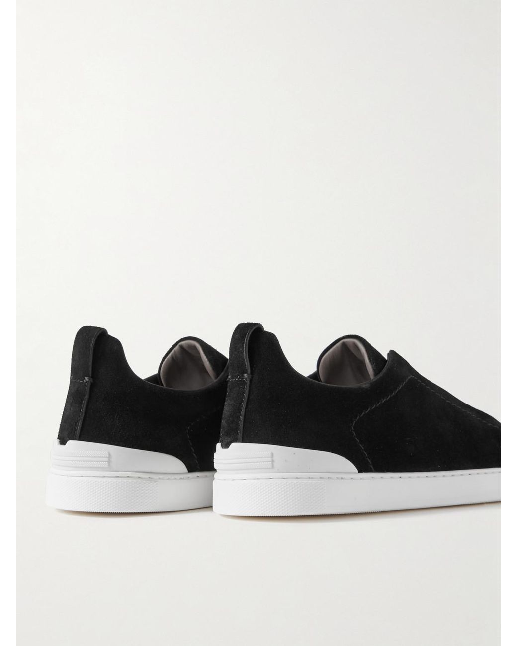 Zegna Black Apos;S Triple Stitch Suede Sneakers for men