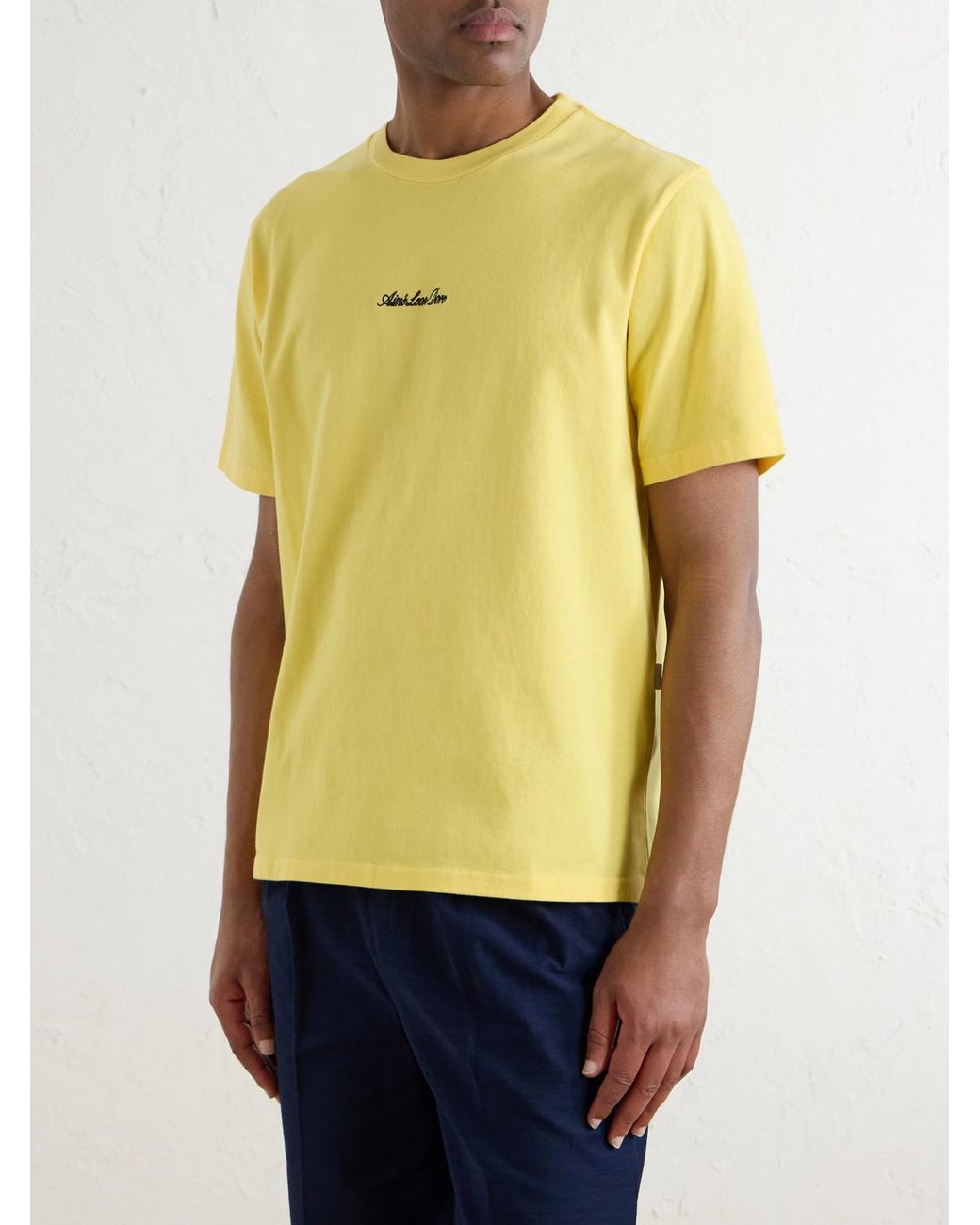 Aimé Leon Dore Yellow Logo-Embroidered Cotton-Jersey T-Shirt for men