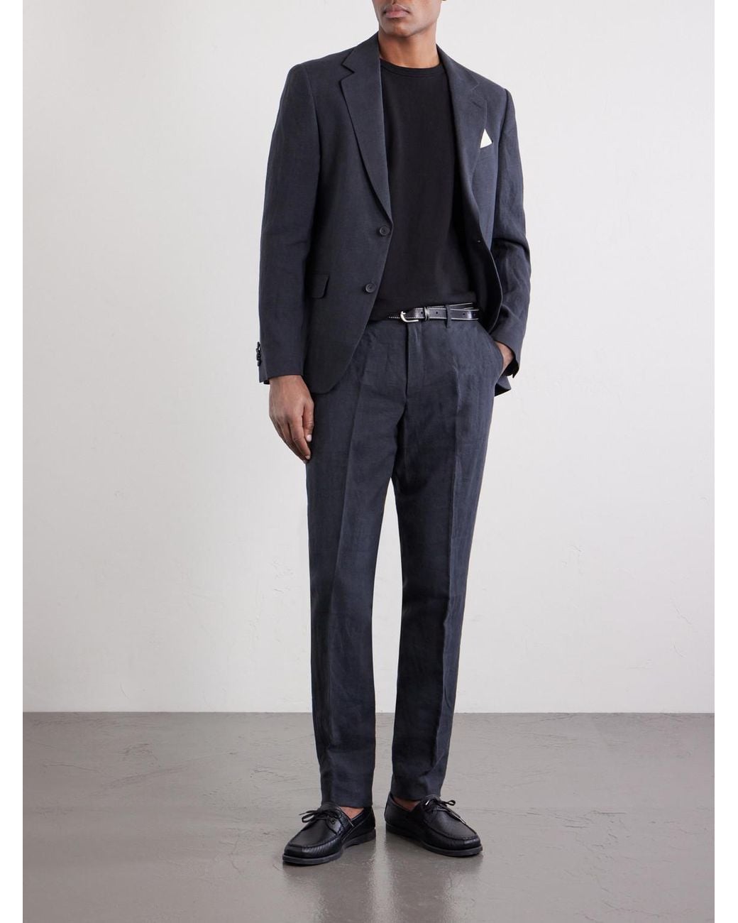 Mr P. Black Slim-Fit Linen Suit Jacket for men