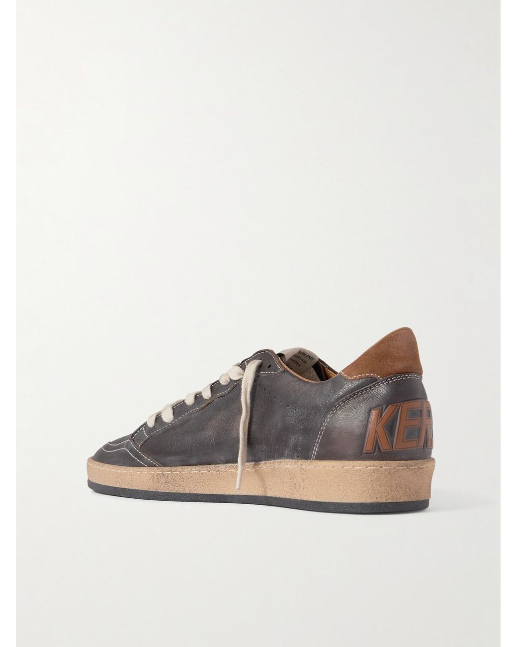 Golden Goose Deluxe Brand Brown Ball Star Distressed Suede-trimmed Leather Sneakers for men