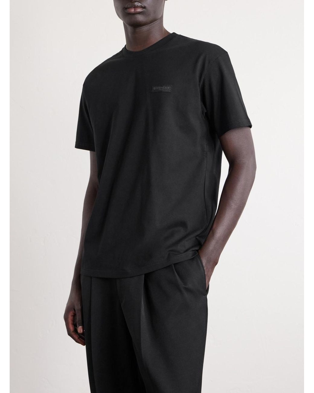 Givenchy Black Logo-Appliquéd Cotton-Jersey T-Shirt for men