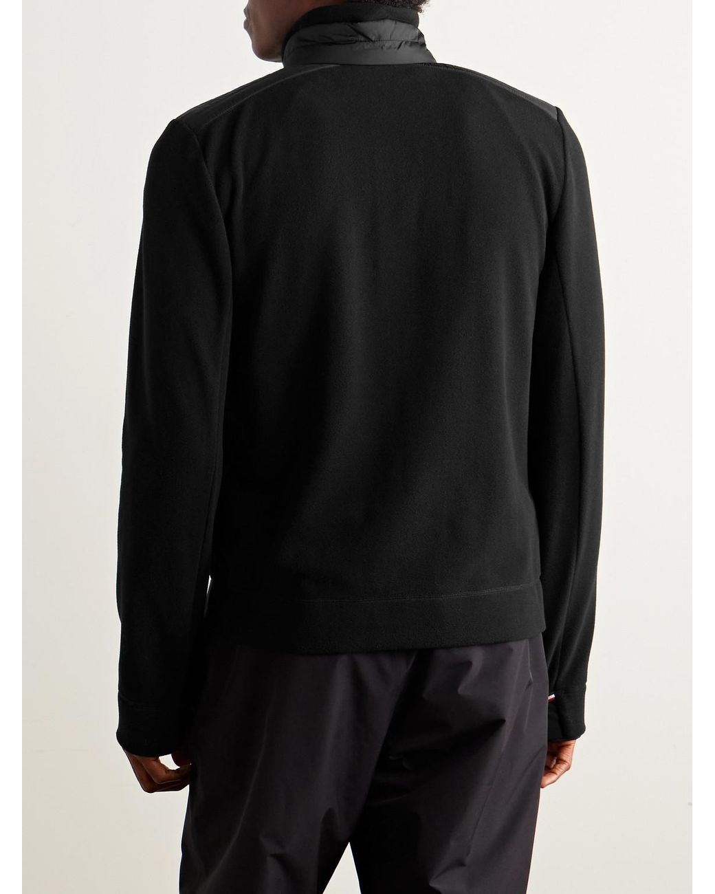 Moncler Black Logo-Appliquéd Shell-Trimmed Fleece Jacket for men