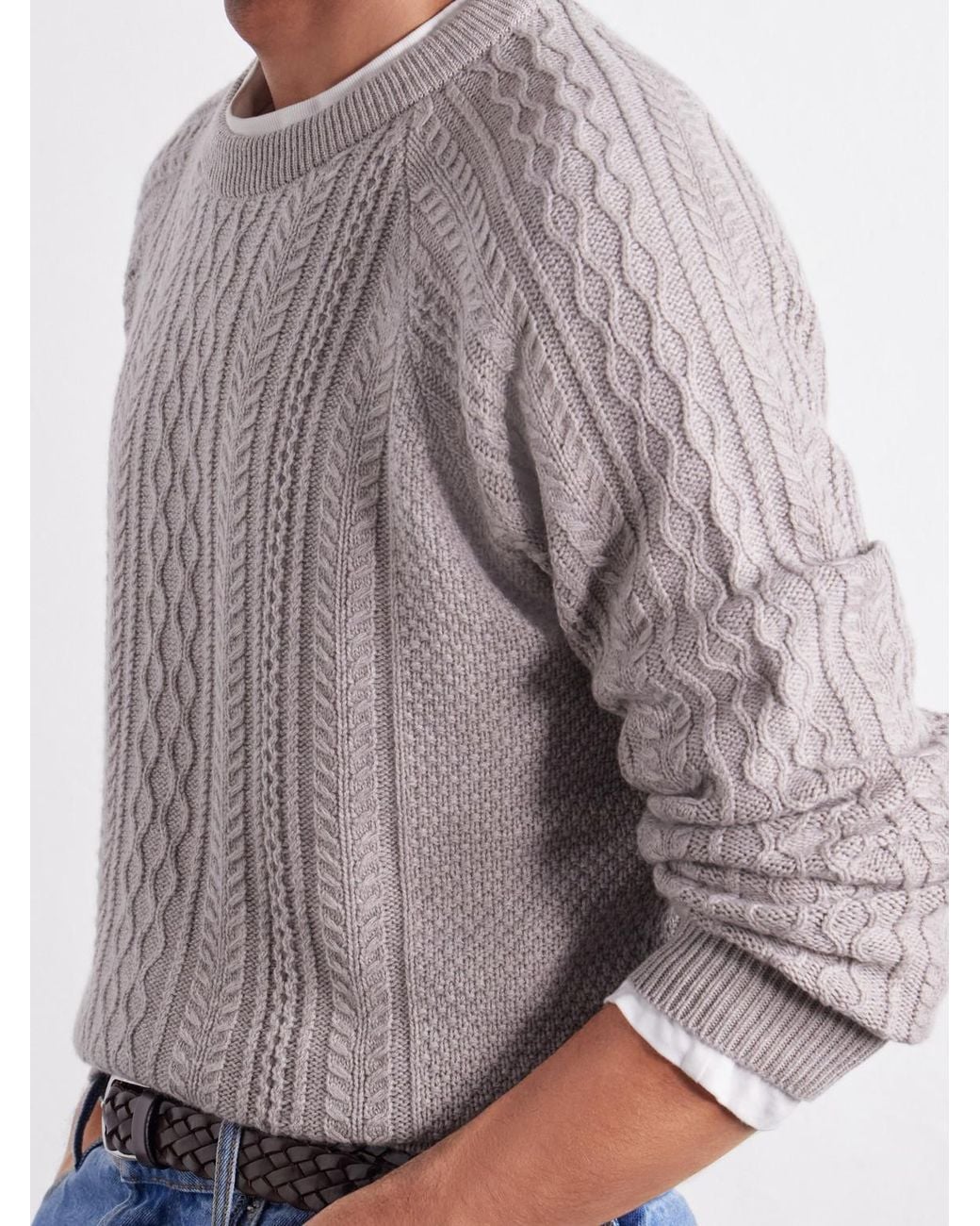 Begg x Co Natural Maytime Cable-Knit Cashmere-Blend Sweater for men