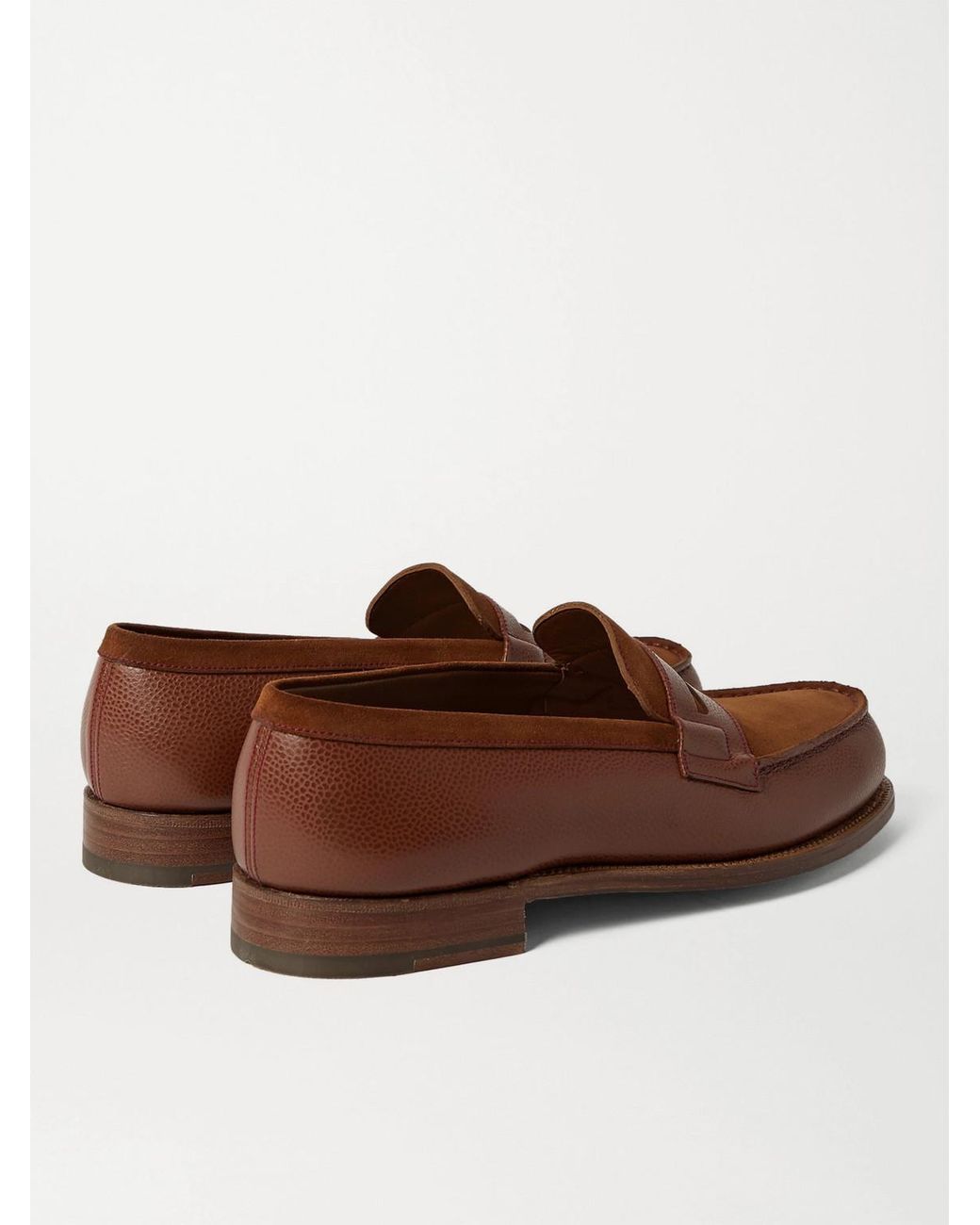 J.M. Weston 180 The Moccasin Full-grain Leather And Suede Penny Loafers in  Brown for Men | Lyst UK