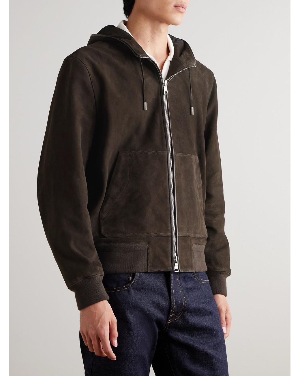 Mr P. Black Suede Hoodie for men