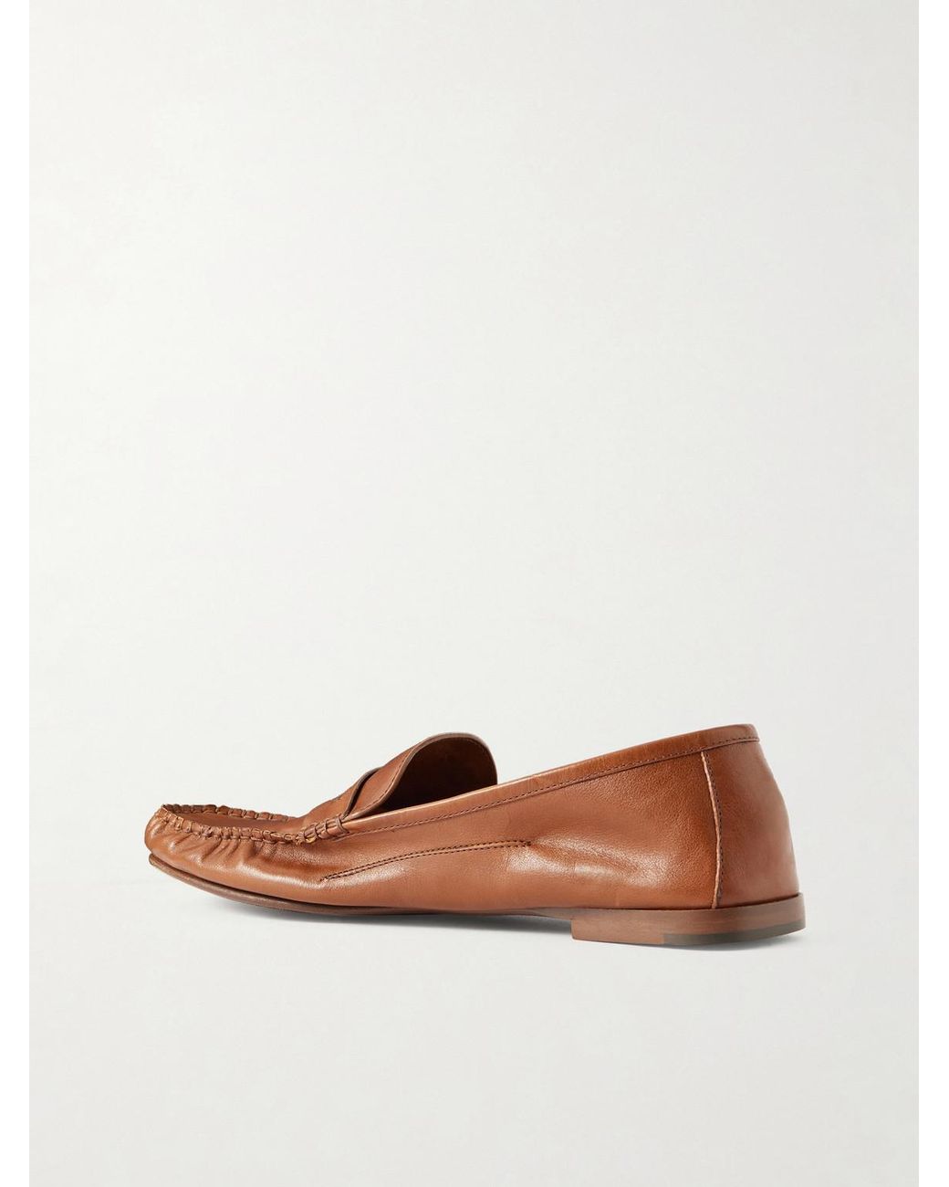 Versus Versace (Vintage) Brown Tan Leather Penny Loafers Shoes Size 8 US. 41 EU Versace - Logo-Embellished Leather Penny Loafers - Brown Versace main image 3