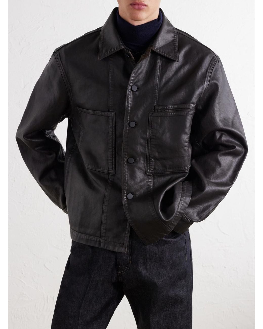 Lemaire Black Coated Cotton-twill Overshirt for men