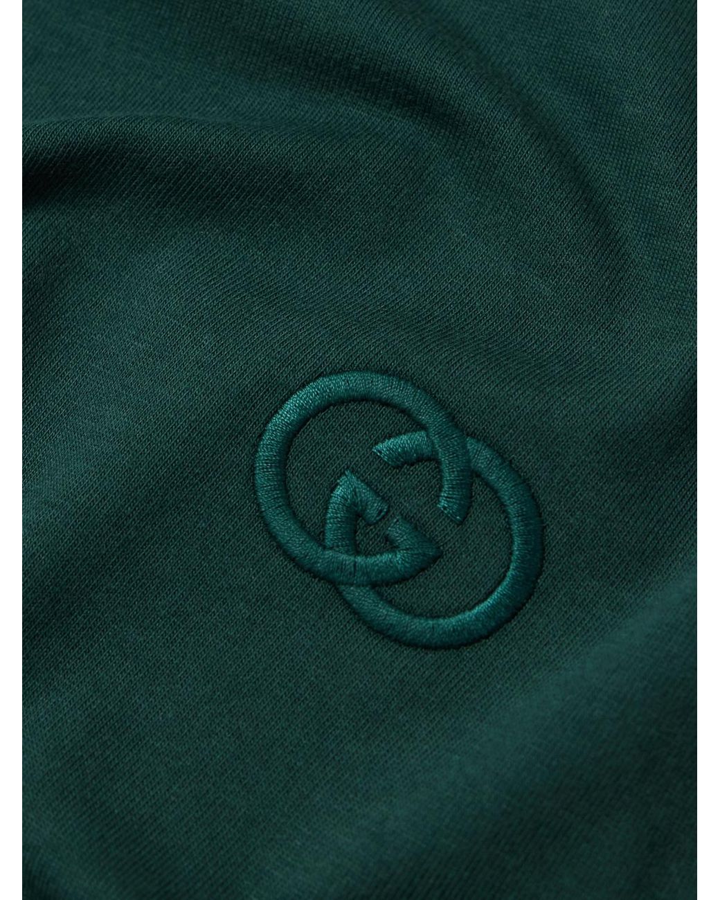 Gucci Green Logo-Embroidered Cotton-Jersey T-Shirt for men