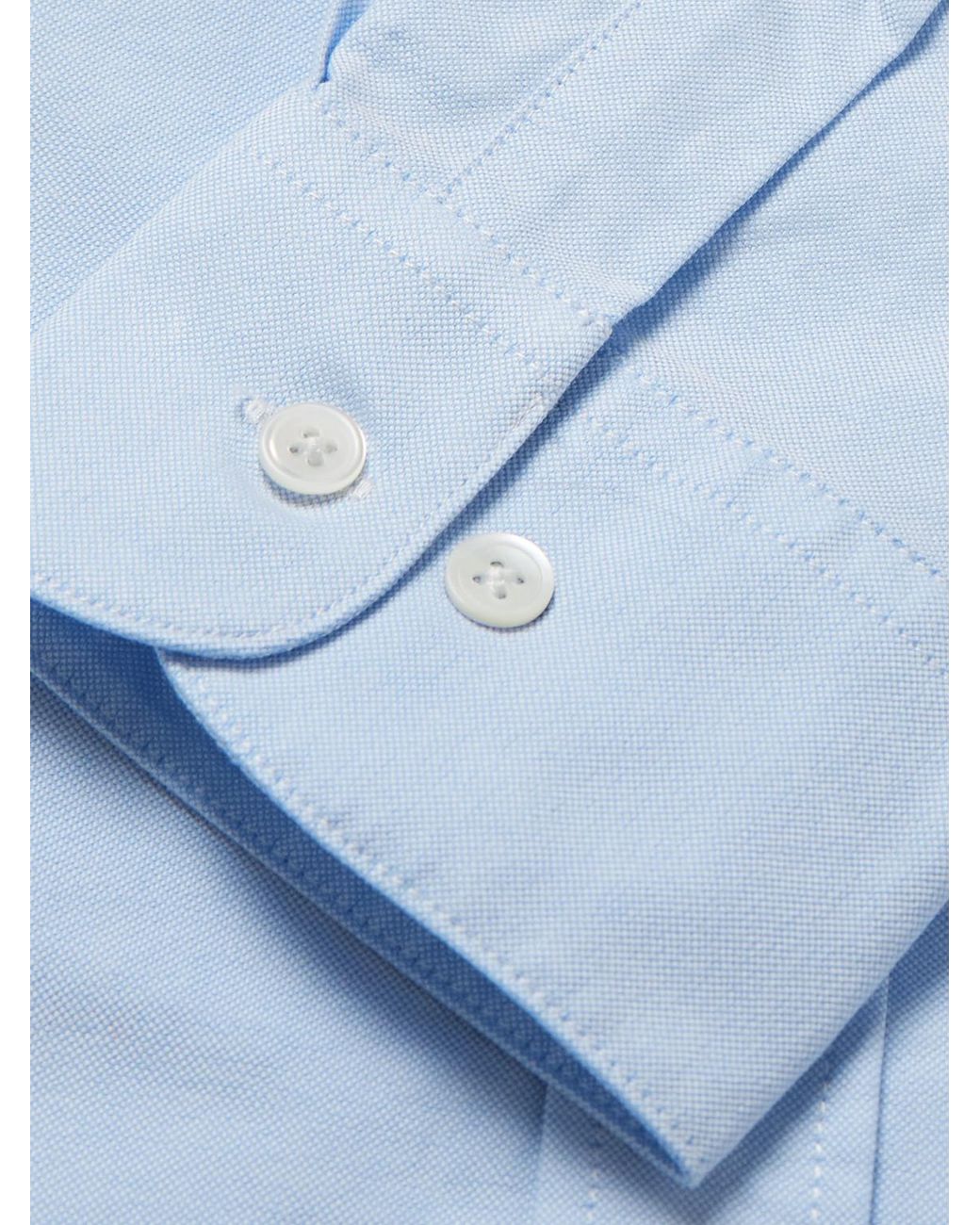 Portuguese Flannel Blue Belavista Button-Down Collar Cotton Shirt for men