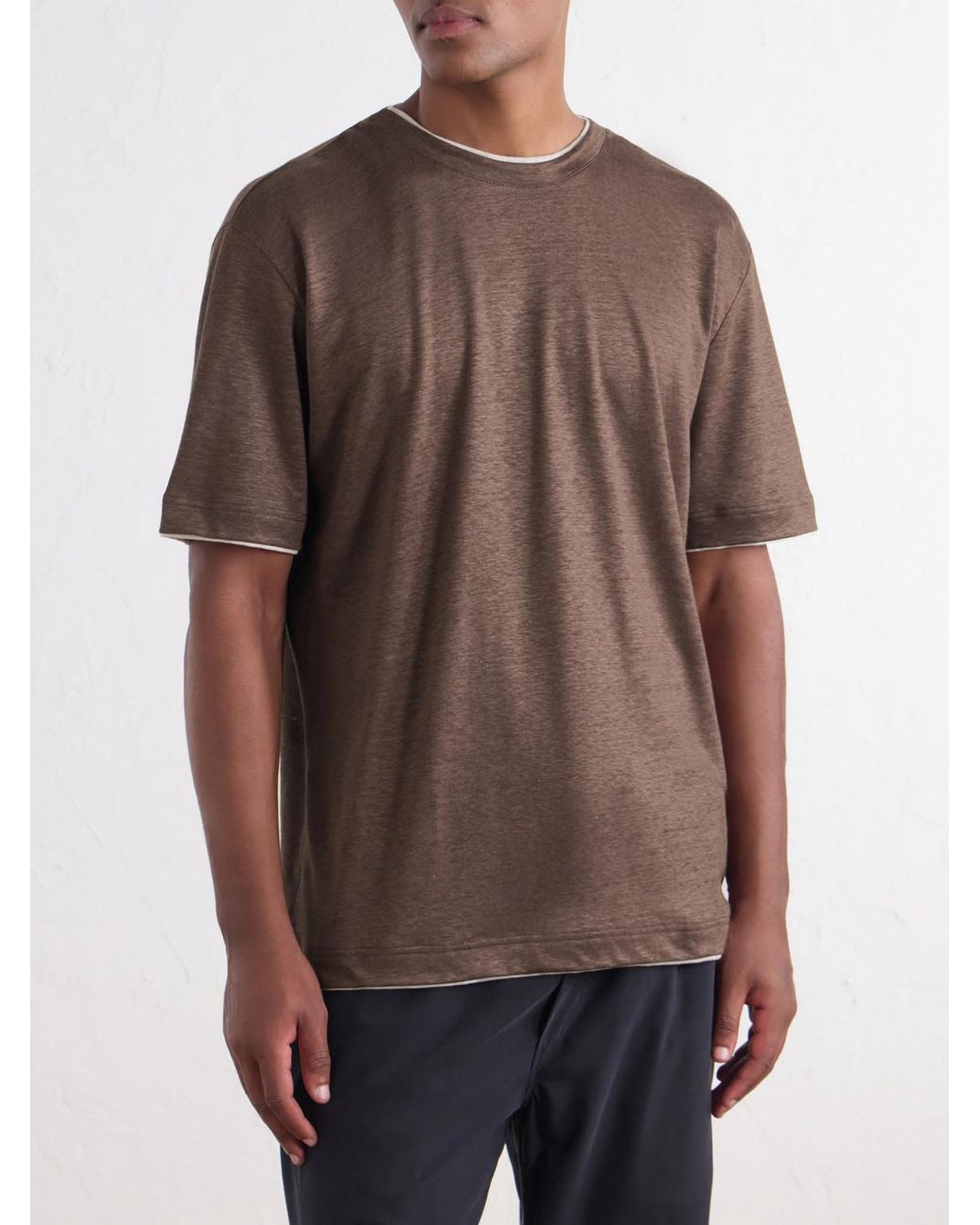 Eleventy Brown Linen T-Shirt for men