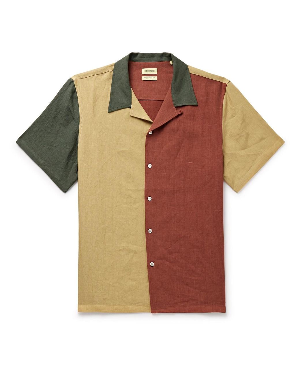 De Bonne Facture Convertible-collar Colour-block Linen Shirt in Brown for  Men | Lyst