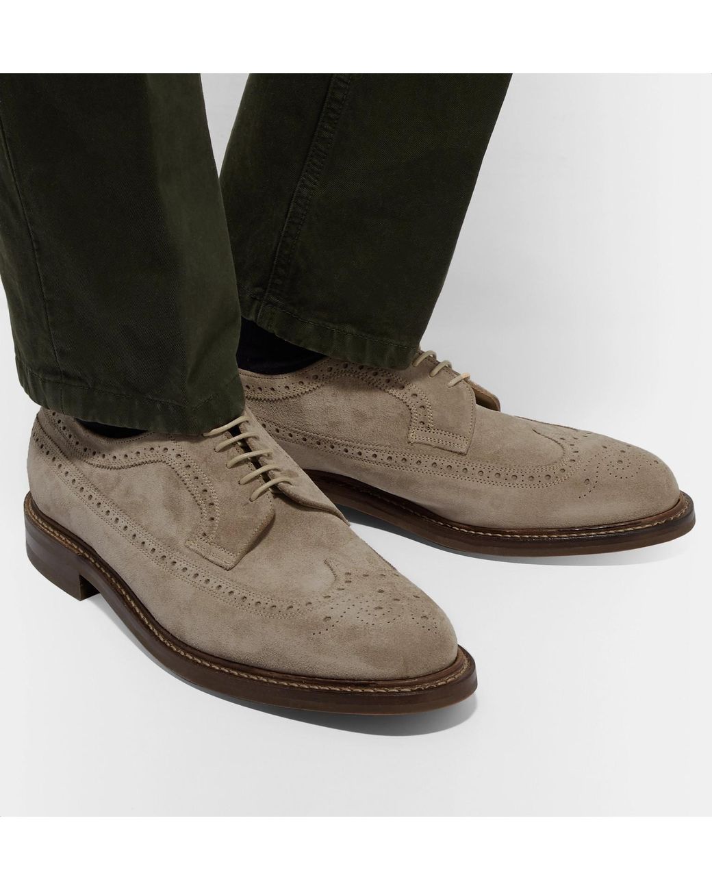 Cheaney Woodchurch Suede Longwing Brogues in Beige (Natural) for Men | Lyst