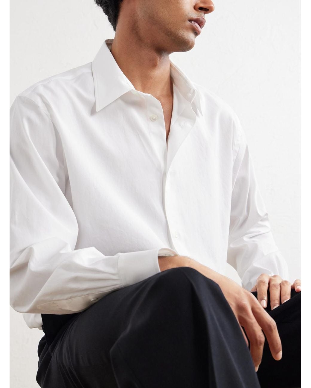 Auralee White Finx Cotton-Poplin Shirt for men