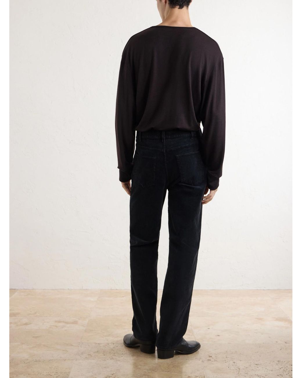 Nili Lotan Black Billie Straight-Leg Cotton-Blend Corduroy Trousers for men