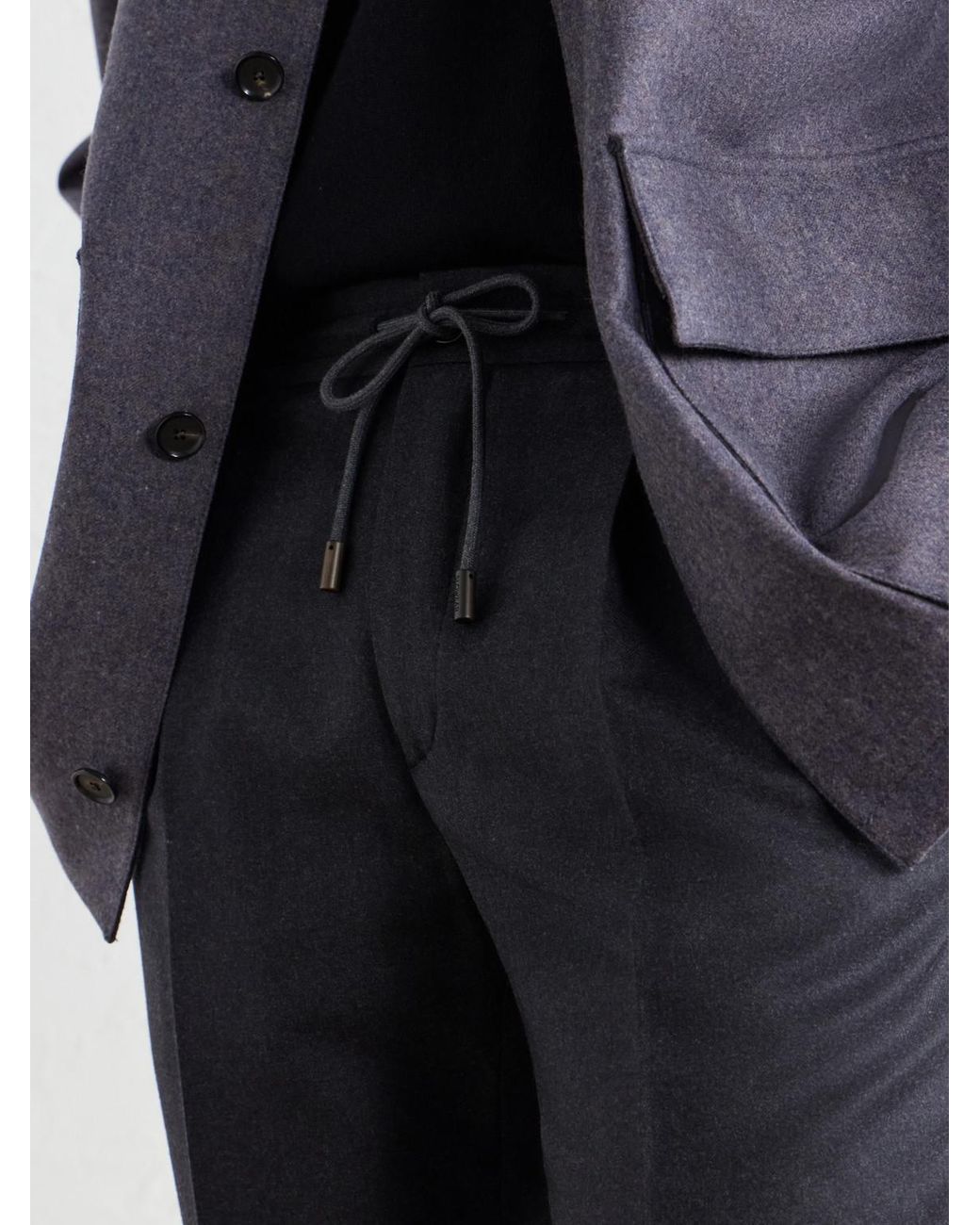 Slowear Blue Incotex Tapered Wool Drawstring Trousers for men