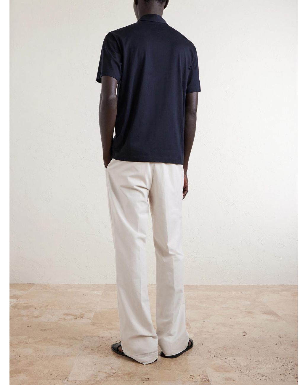 Slowear Blue Cotton And Silk-Blend Jersey Polo Shirt for men