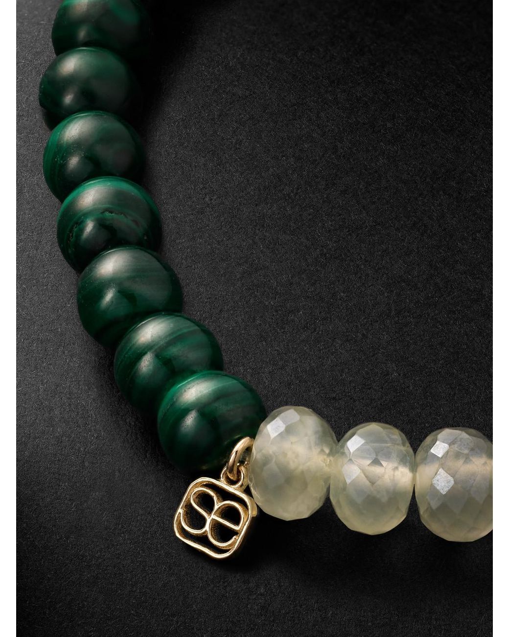 Sydney Evan Black 14-Karat Multi-Stone Beaded Bracelet for men