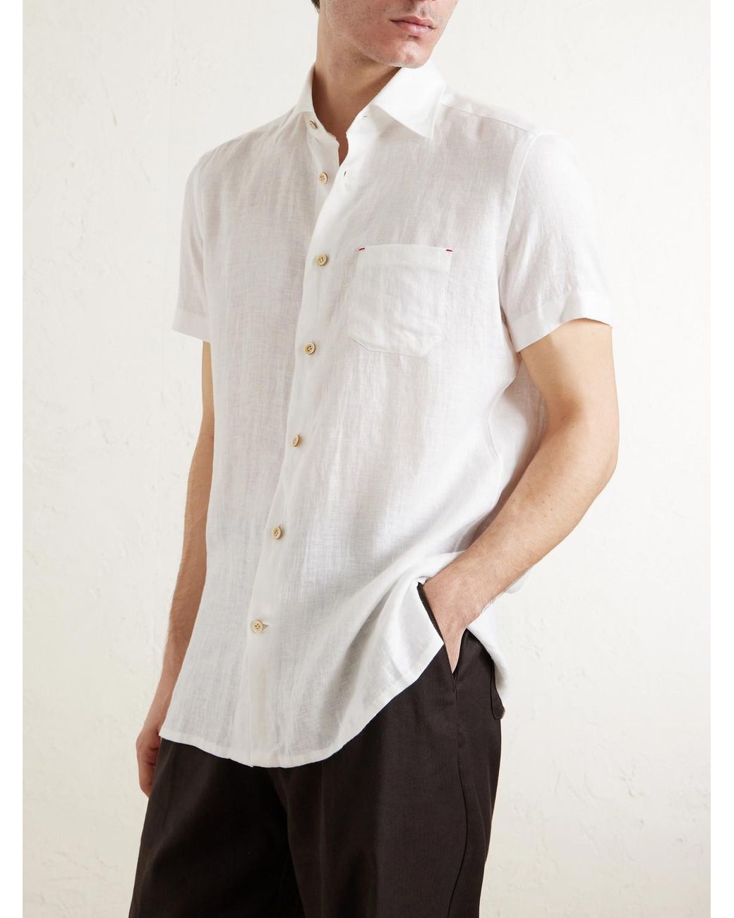Kiton White Linen Shirt for men