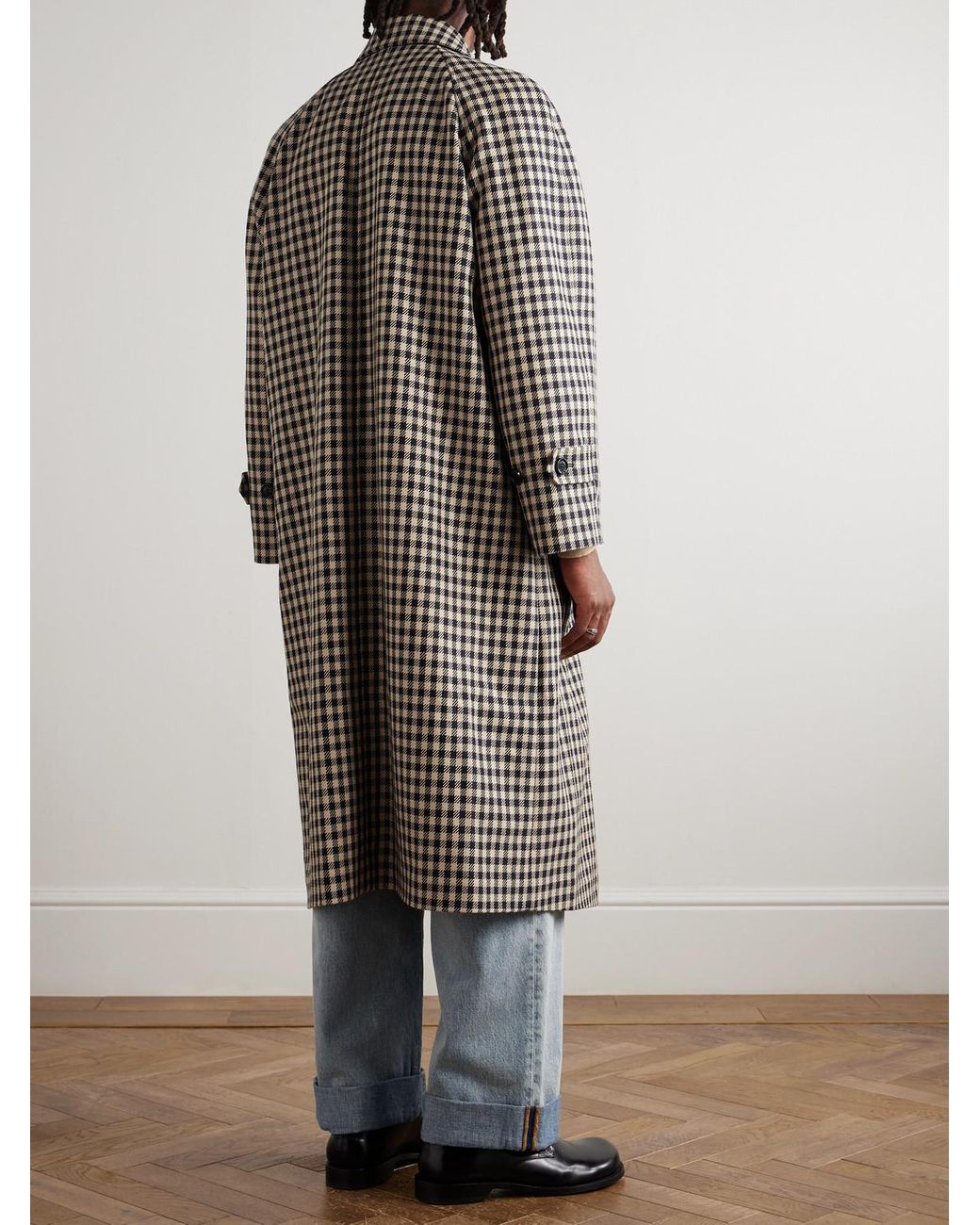 Valentino Garavani Natural Gingham Cotton And Wool-Blend Coat for men