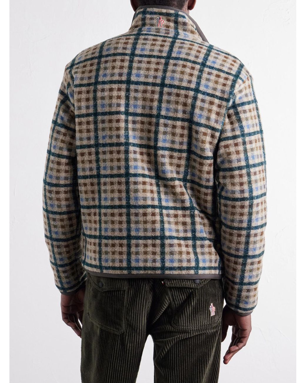 Moncler Gray Reversible Checked Shell-Trimmed Fleece Padded Jacket for men