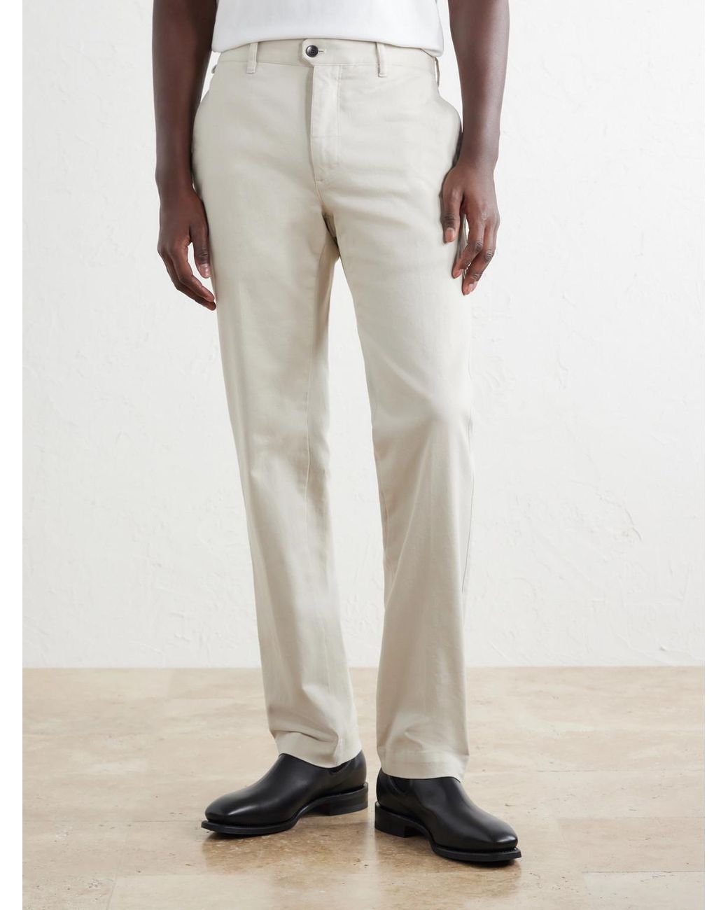Slowear Natural Incotex Straight-leg Cotton-blend Twill Trousers for men