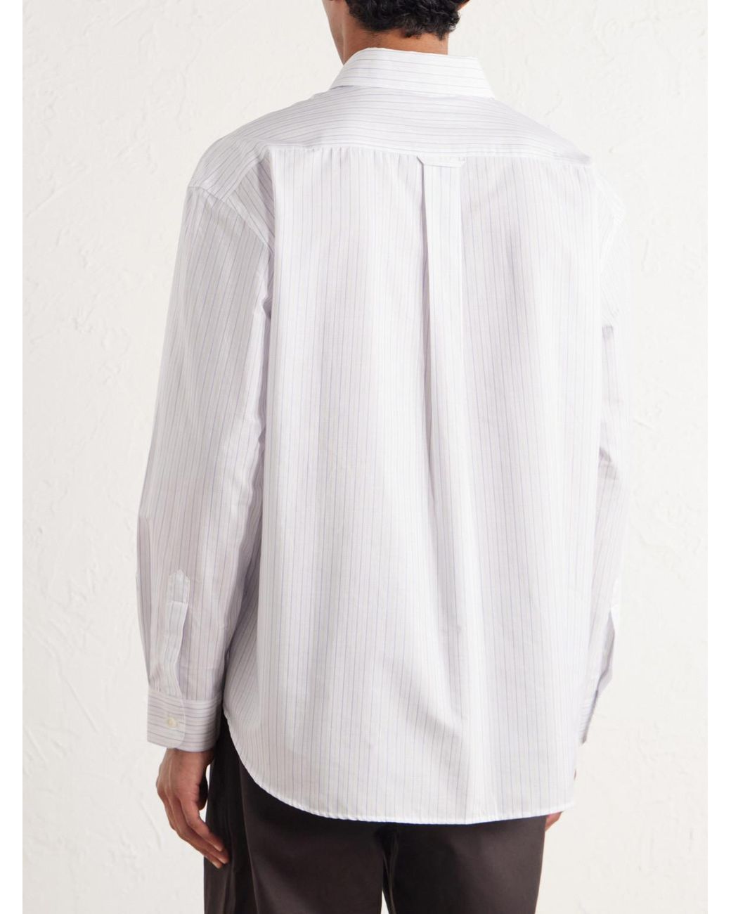 De Bonne Facture White Architect Striped Cotton-Poplin Shirt for men