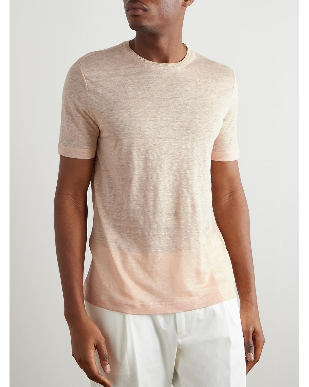Loro Piana Pink Linen T-Shirt for men