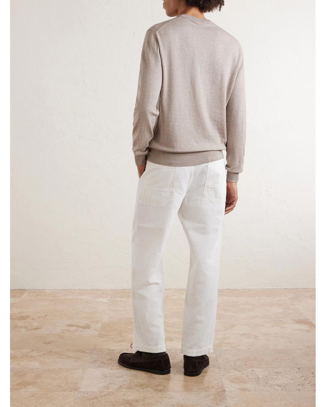 Altea White Cotton And Cashmere-blend Sweater for men