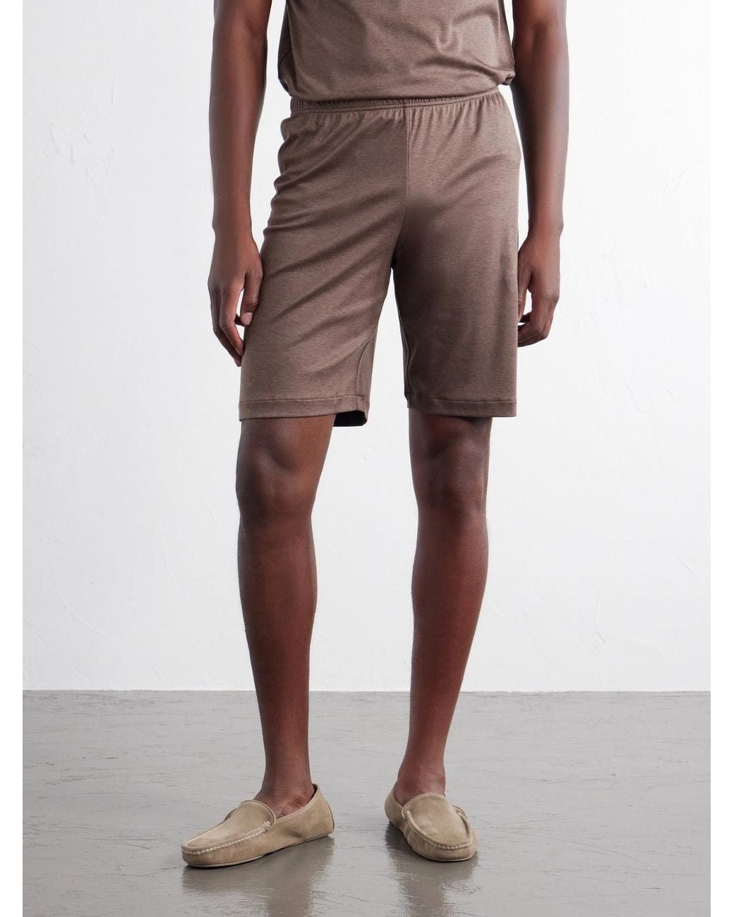 Zimmerli of Switzerland Brown Sea Island Cotton-Jersey Pyjama Set for men