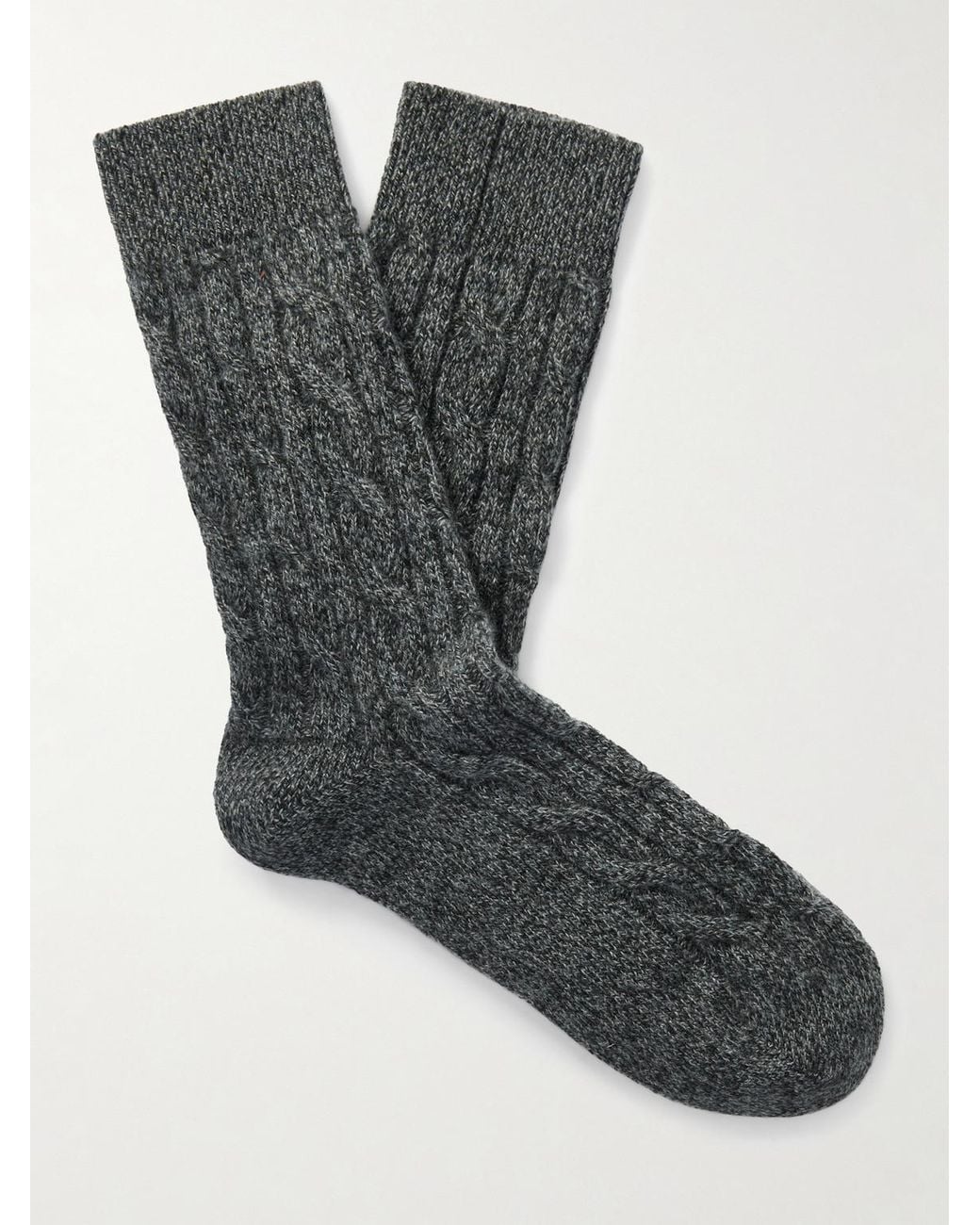 Loro Piana Black Treccia Baby Cashmere Socks for men