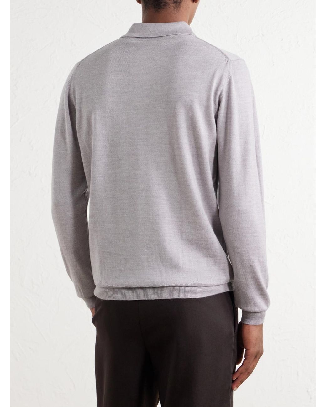 De Petrillo Gray Virgin Wool Polo Shirt for men