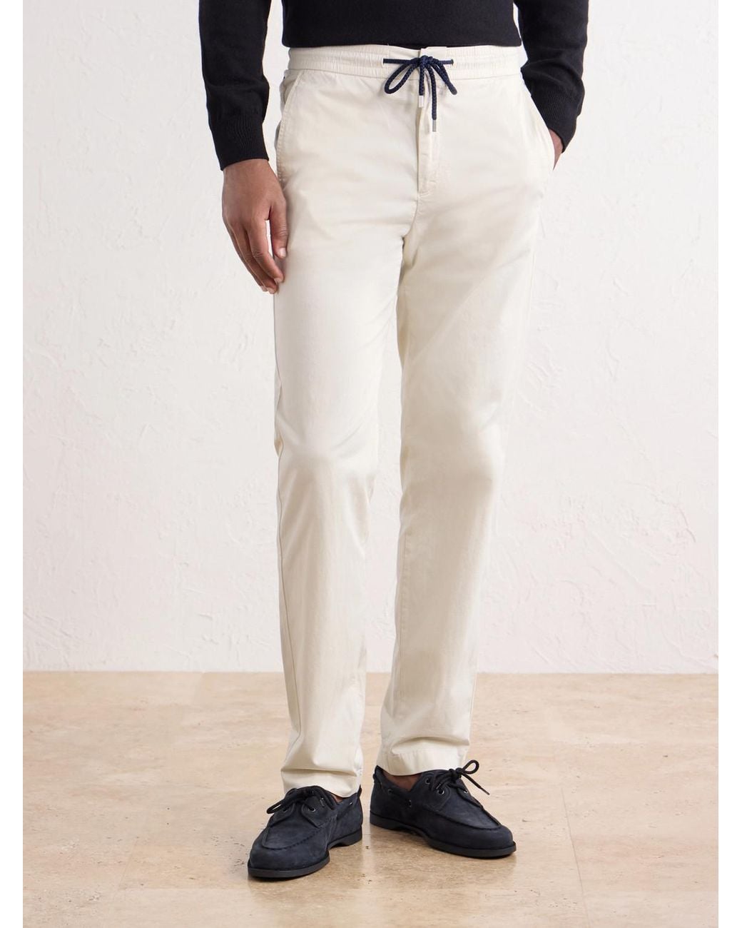 Vilebrequin White Paulo Straight-Leg Cotton-Blend Satin Drawstring Trousers for men