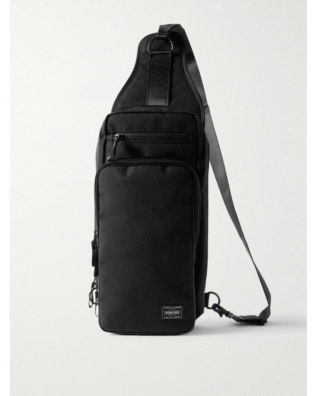 Porter-Yoshida and Co Black Hybrid Sling Logo-Appliquéd Canvas Backpack for men