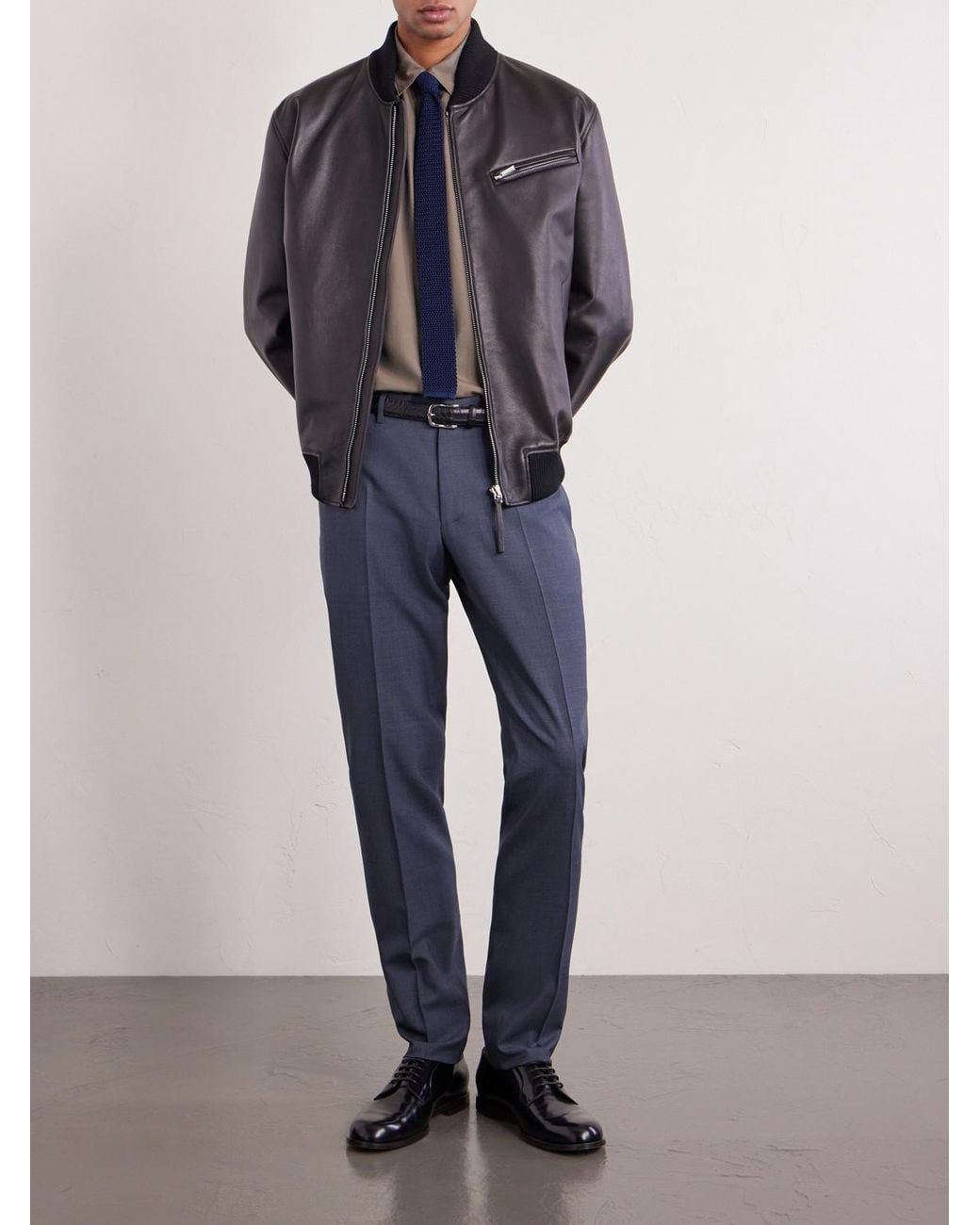 Canali Blue Straight-Leg Super 130S Wool Suit Trousers for men