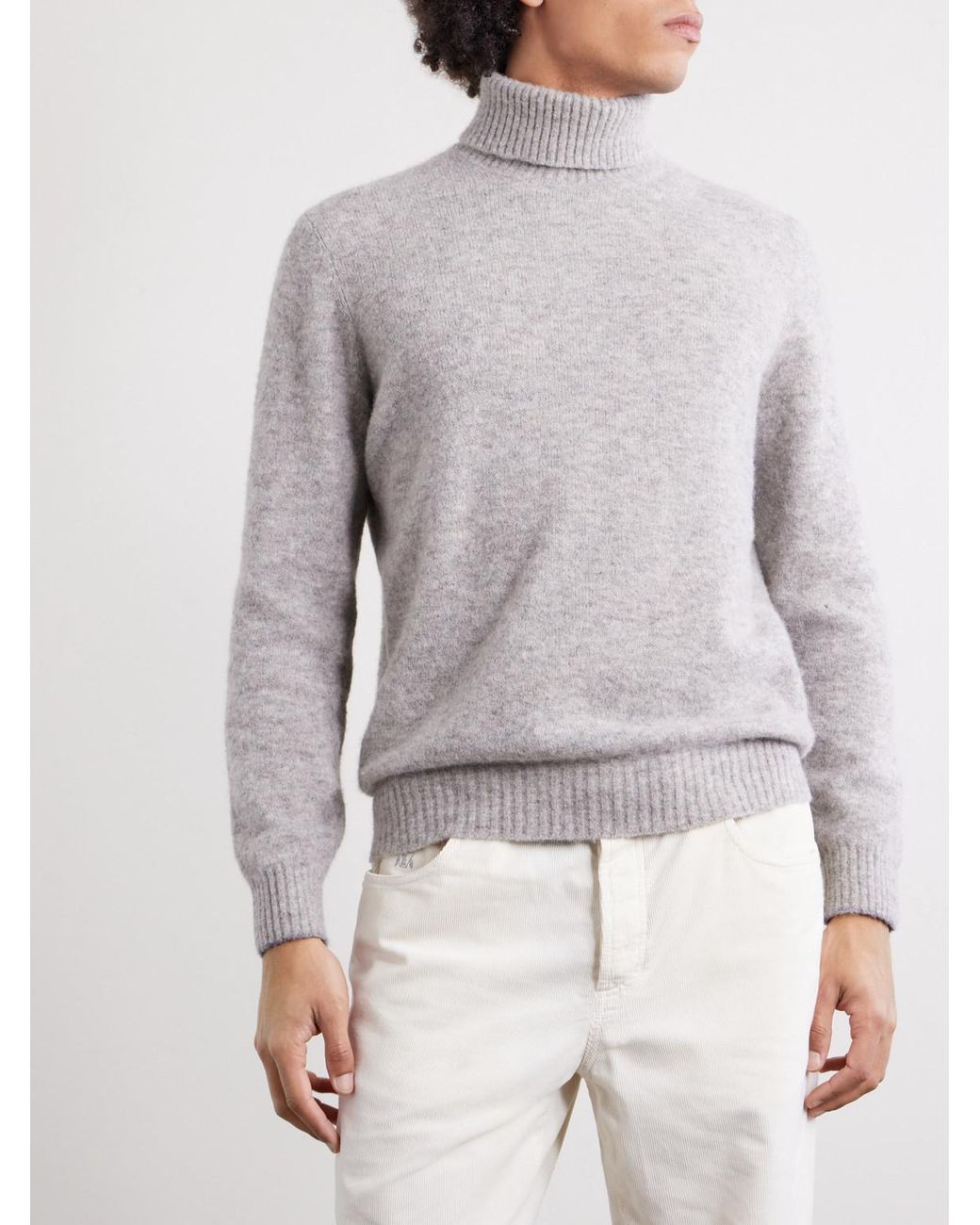 Brunello Cucinelli White Alpaca-Blend Rollneck Sweater for men