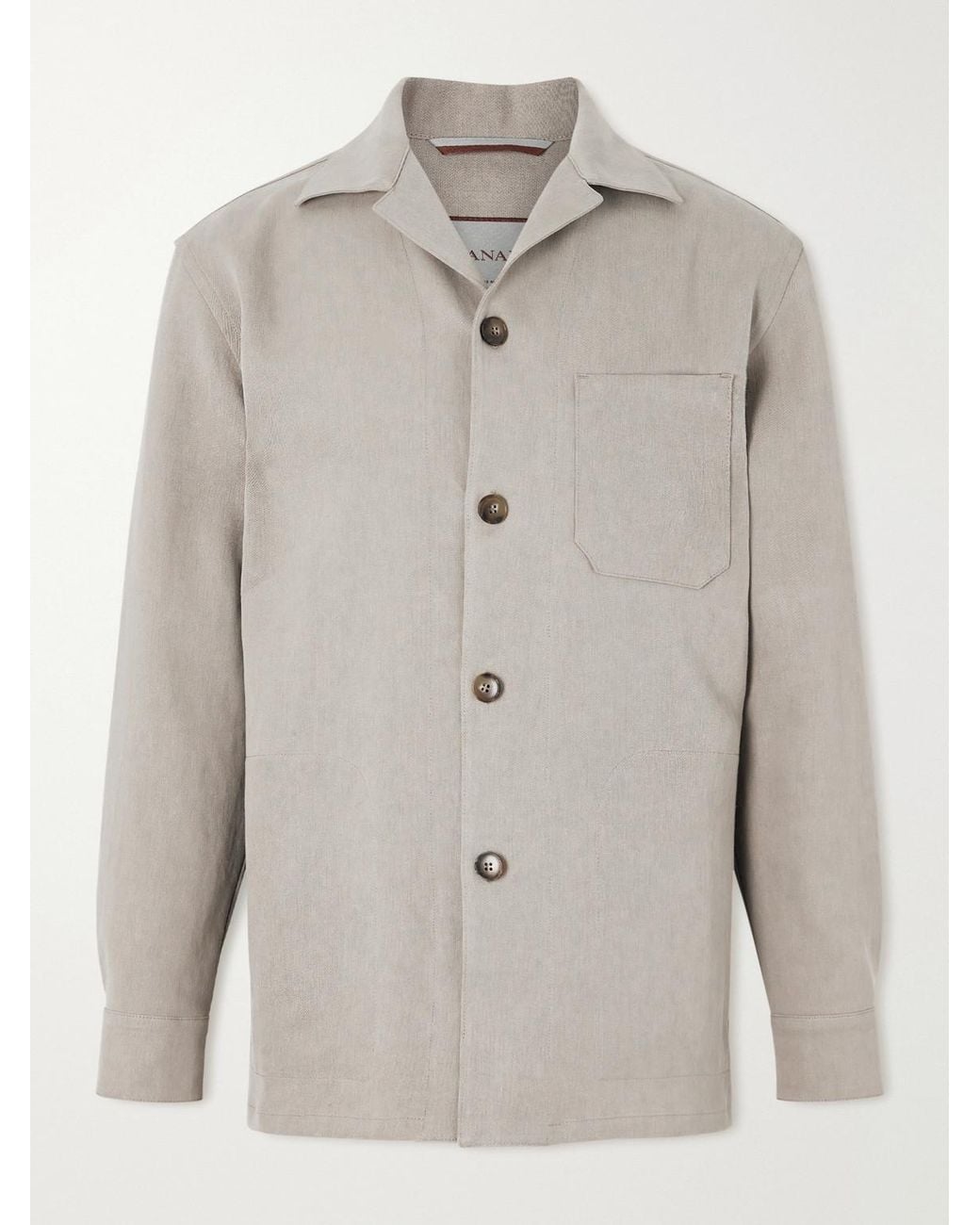 Canali Gray Linen Overshirt for men
