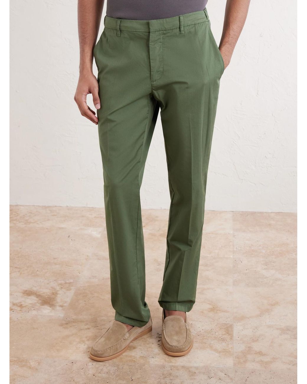 Altea Green Dumbo Tapered Cotton-blend Gabardine Trousers for men