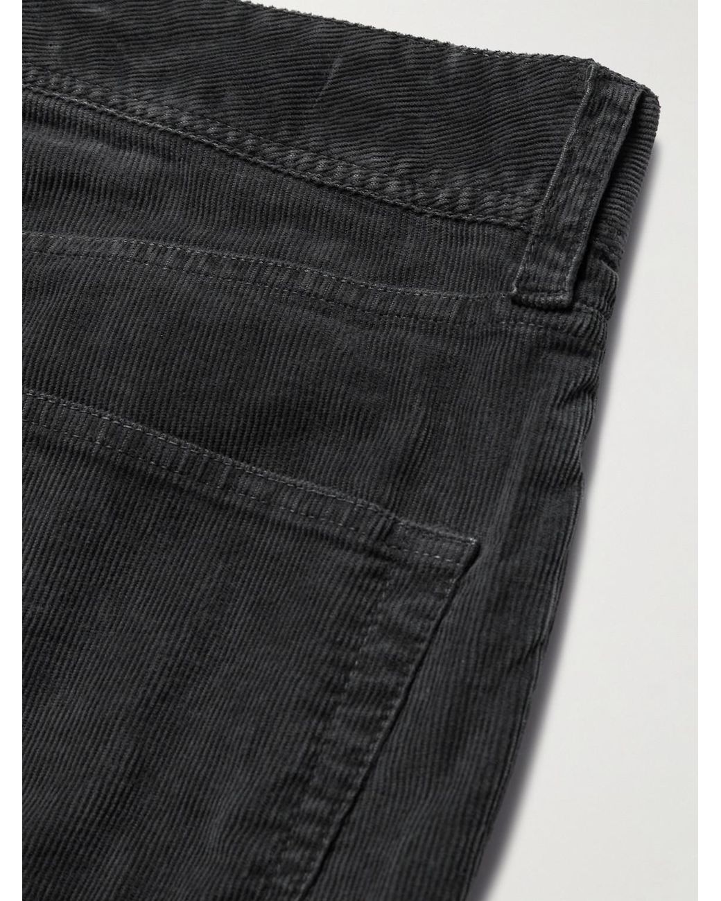 James Perse Black Slim-Fit Straight-Leg Cotton-Blend Corduroy Trousers for men
