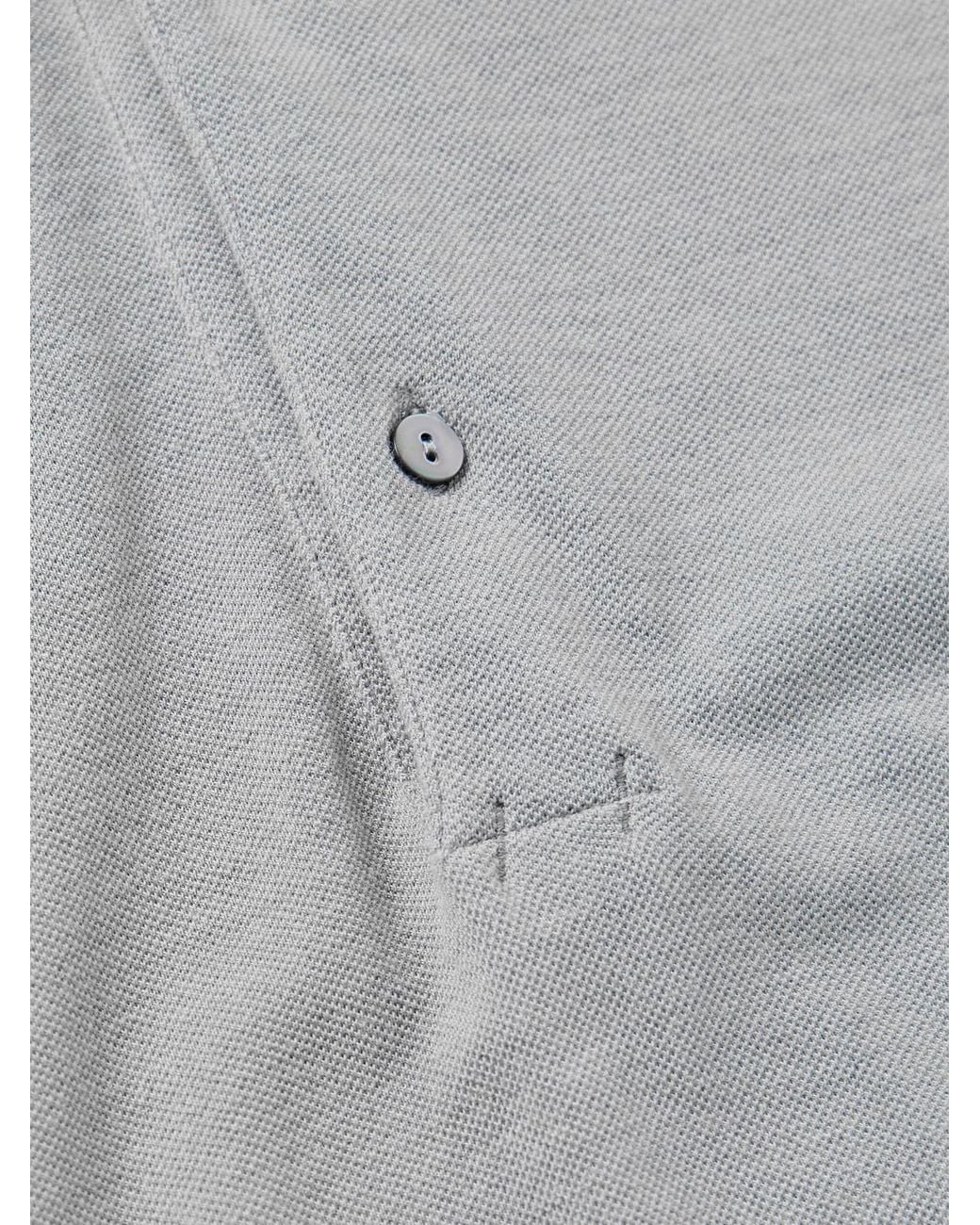 STÒFFA Gray Cotton And Silk-blend Piqué Henley Shirt for men