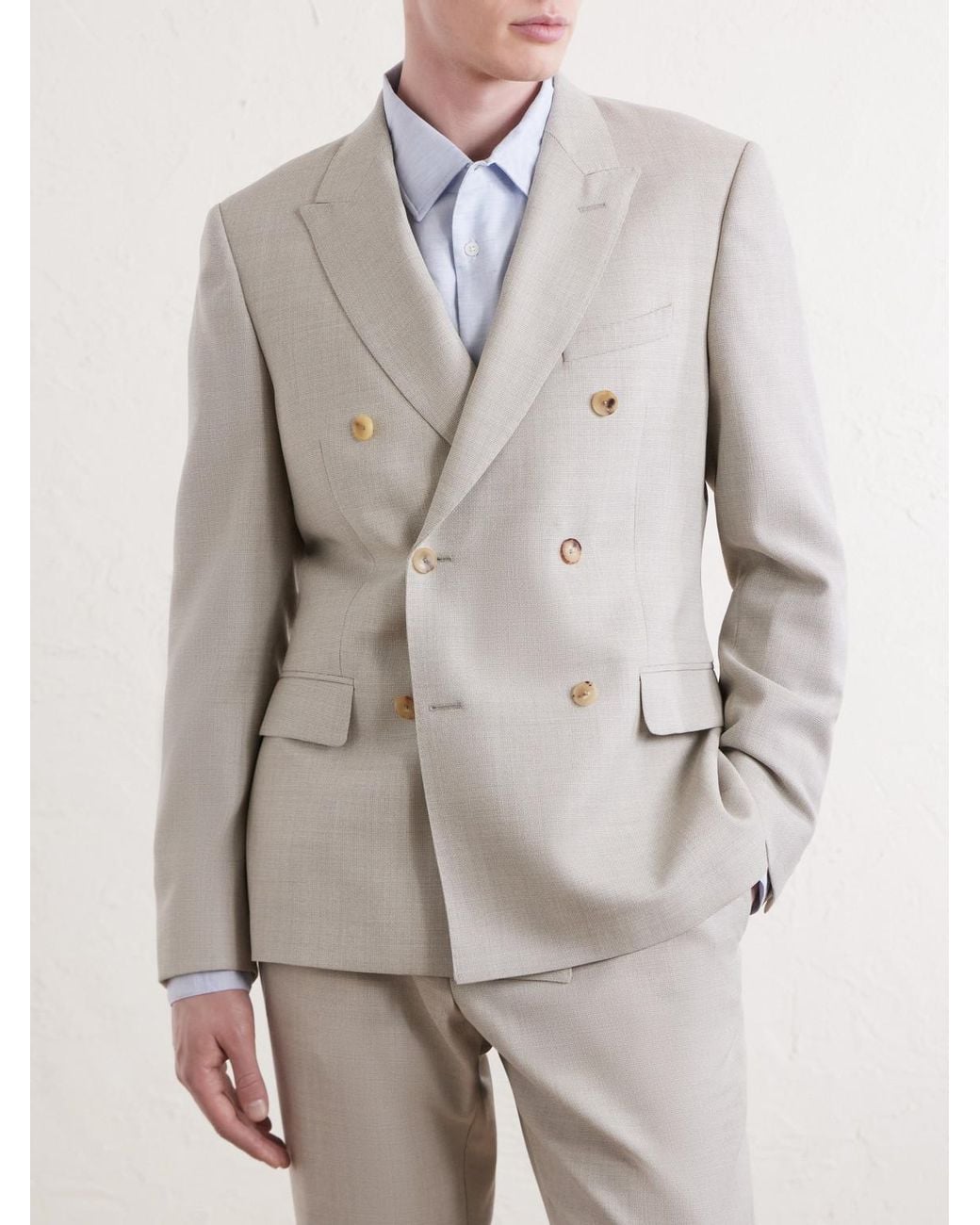 Mr P. Gray Double-Breasted Wool-Hopsack Suit Jacket for men