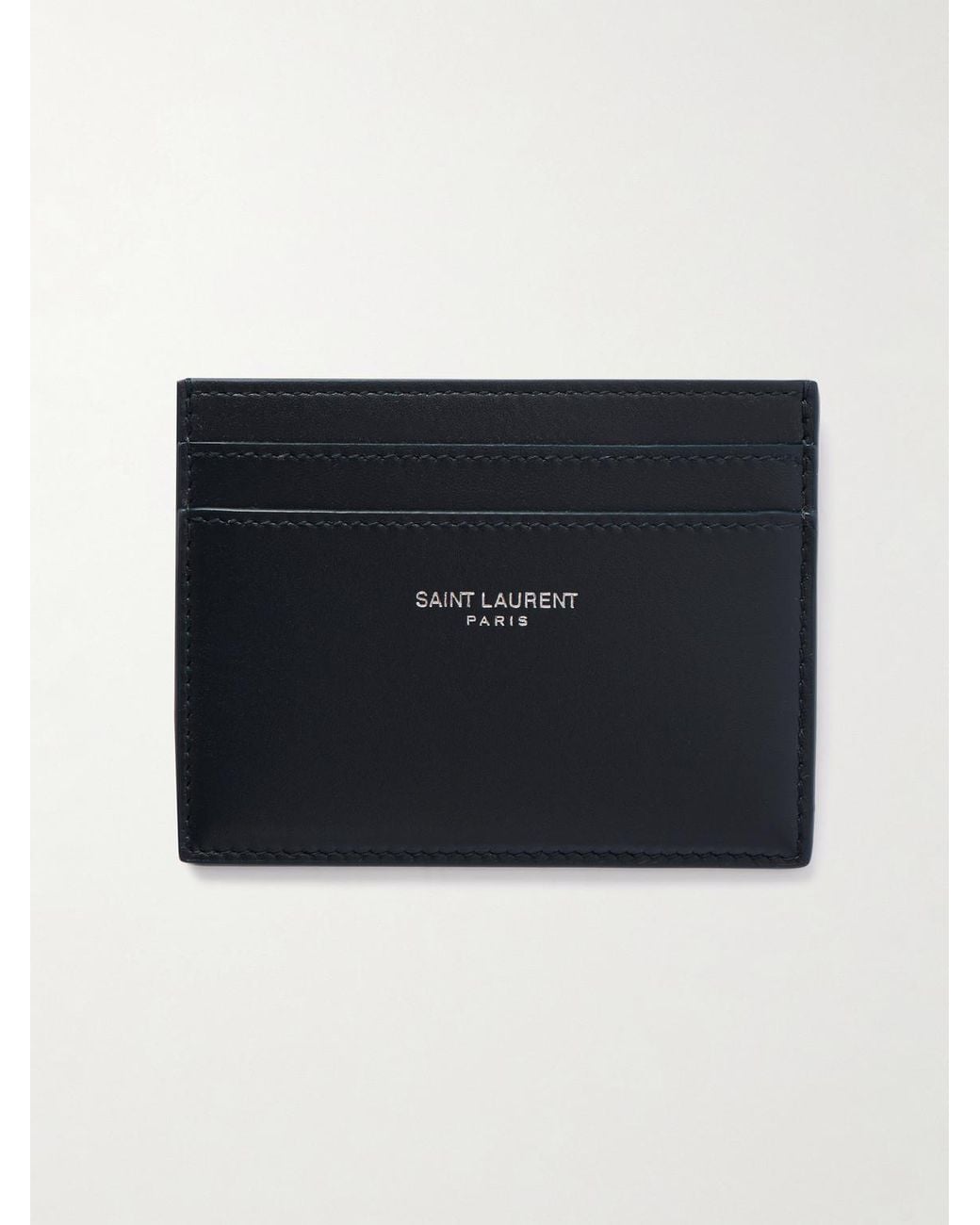 Saint Laurent Black Logo-print Leather Cardholder for men