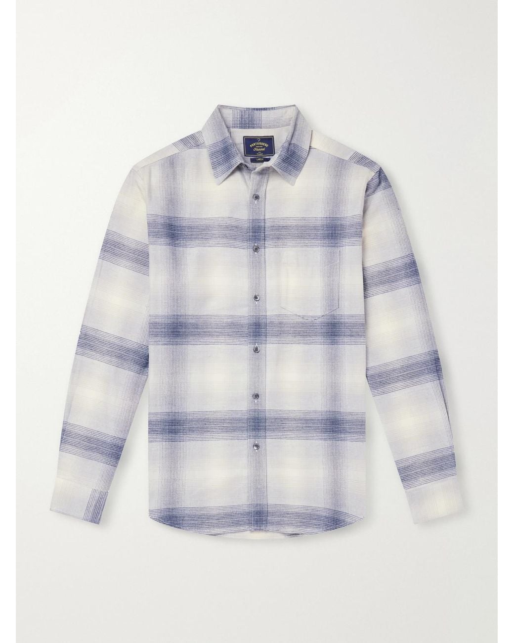 Portuguese Flannel Blue Fonte Checked Cotton-Flannel Shirt for men