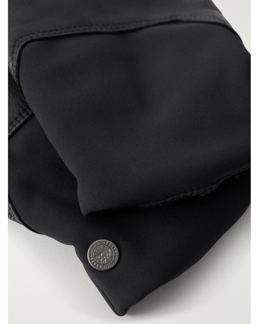 Canada Goose Black Mixed Media Shell-Trimmed Leather Gloves for men