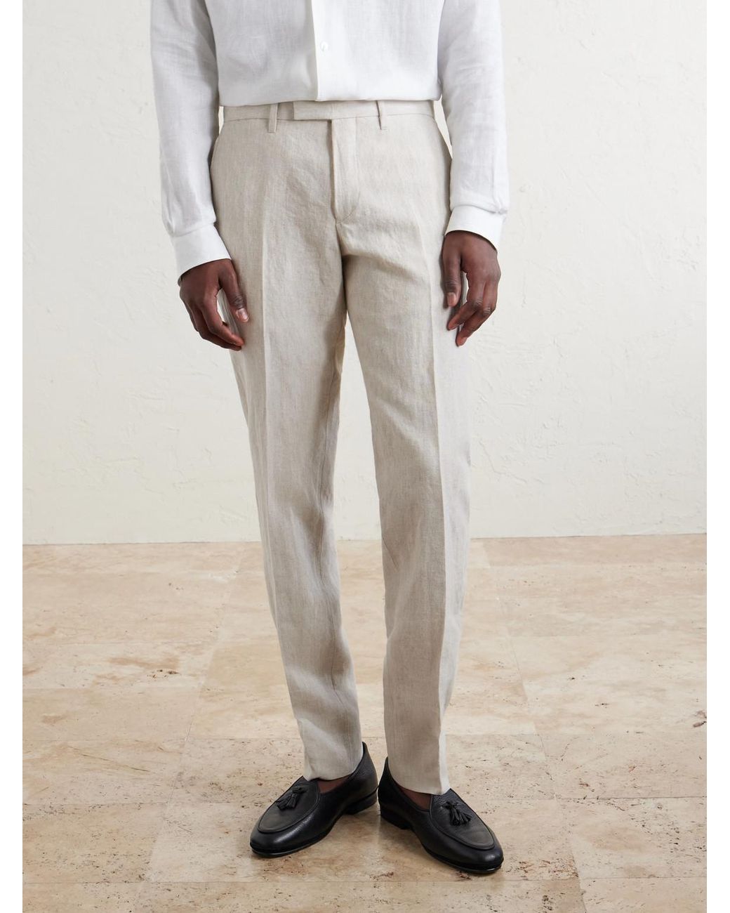 Mr P. White Phillip Slim-Fit Linen Suit Trousers for men
