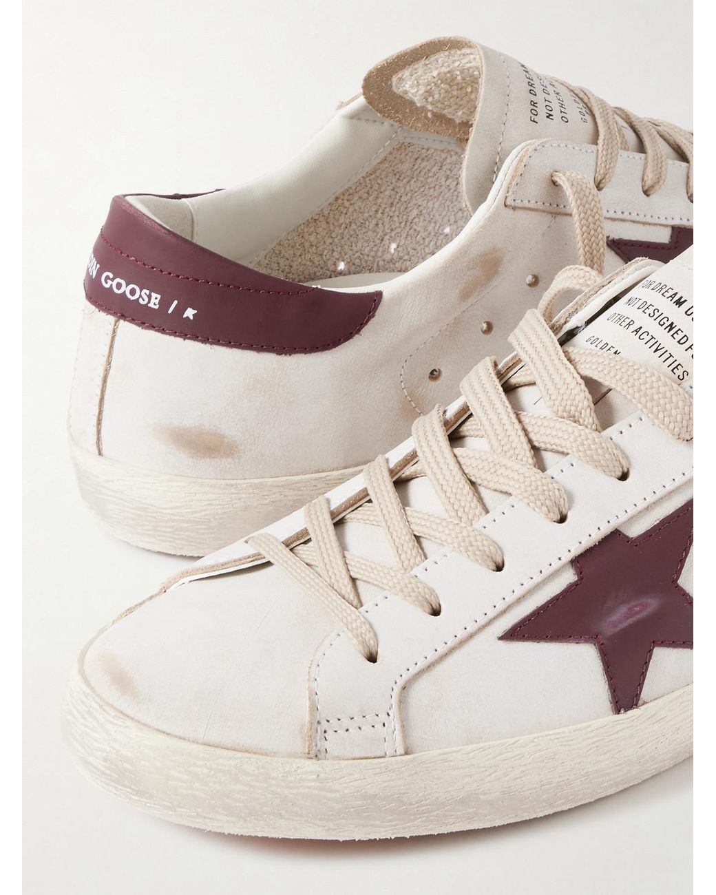 Golden Goose Deluxe Brand Natural Super-star Distressed Leather Sneakers for men