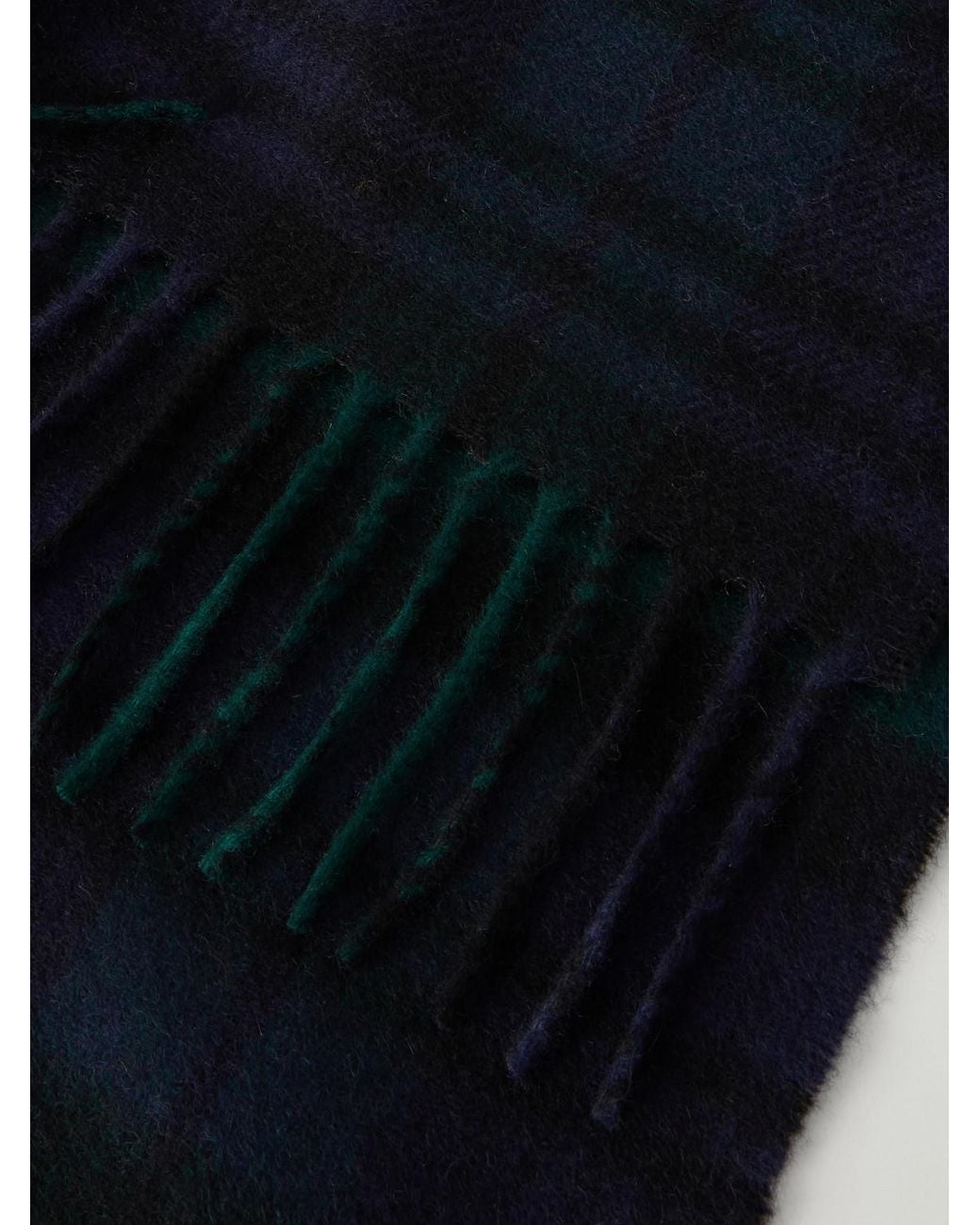 Johnstons Blue Checked Cashmere Scarf for men